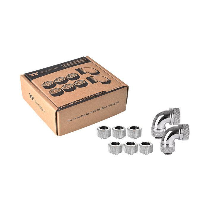 Thermaltake Pacific M-Pro G1/4 PETG 16mm Fitting Kit- Chrome - وصلات أنابيب Thermaltake Pacific M-Pro G1/4 PETG 16mm Fitting Kit- Chrome - وصلات أنابيب