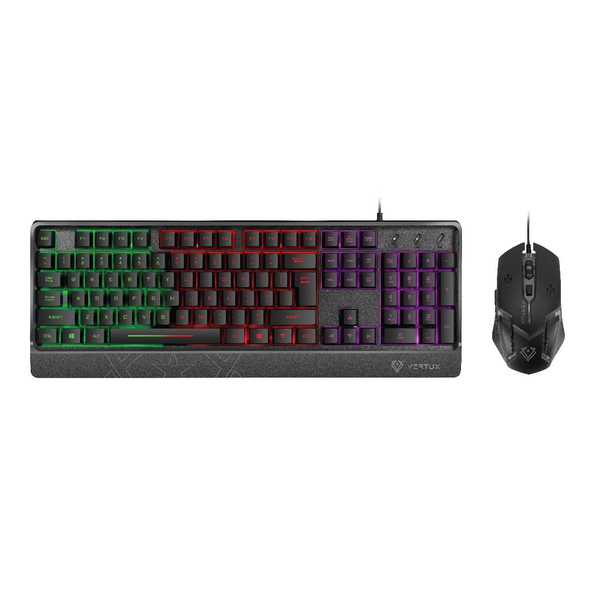 Vertux Orion Ergonomic Backlit Wired Keyboard & Mouse - Black - Store 974 | ستور ٩٧٤