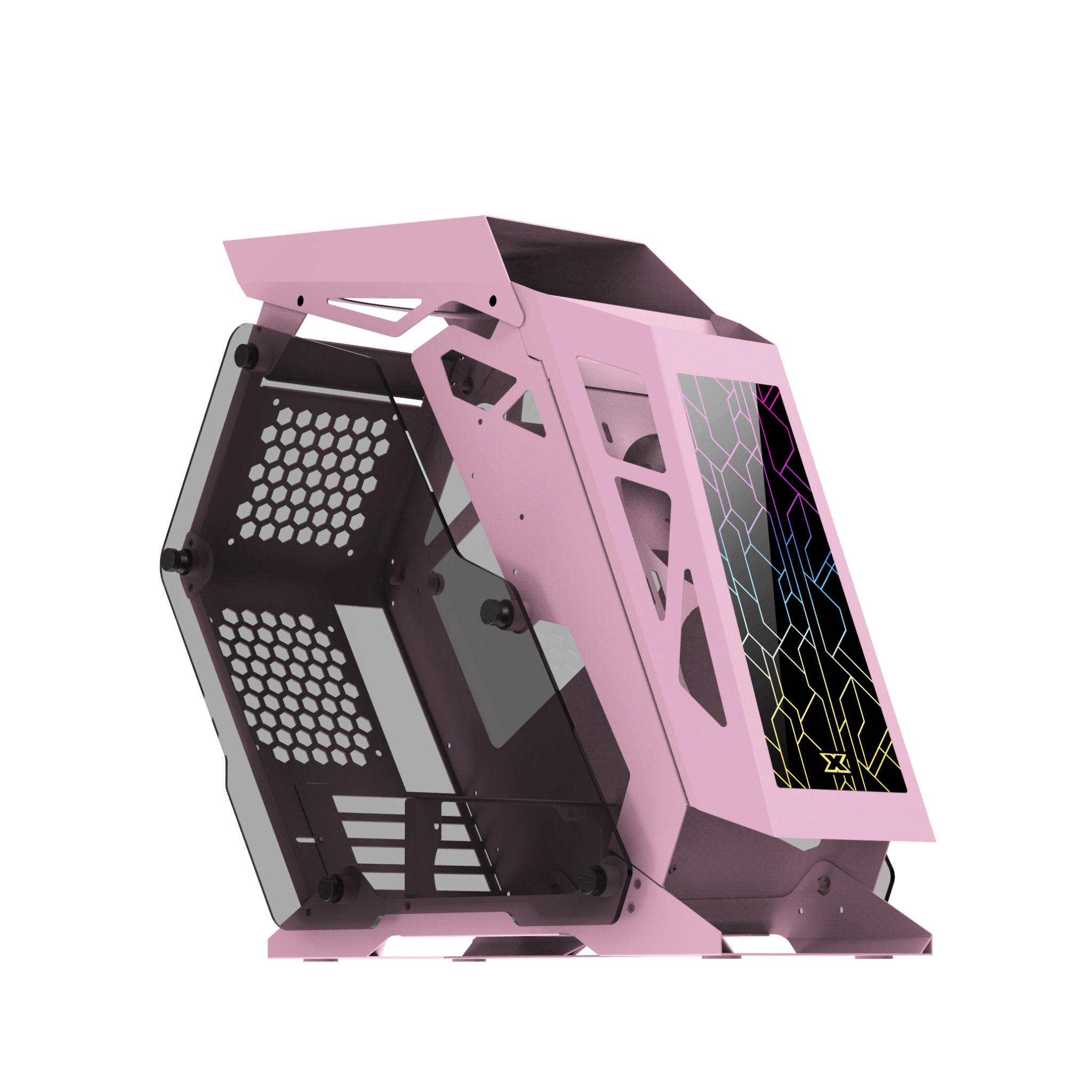 Xigmatek ZEUS M QUEEN - Spectrum Edition (Pink, MATX, USB3.0x2, Front RGB Panel, Left & Right Tempered Glass) - Store 974 | ستور ٩٧٤